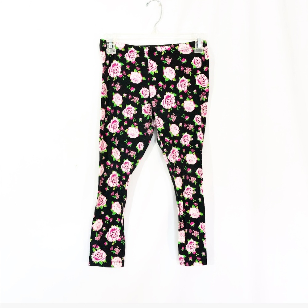 BLACK & PINK ROSE LEGGINGS